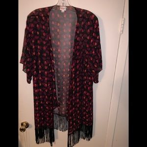 Lularoe Monroe black with pattern and fringe